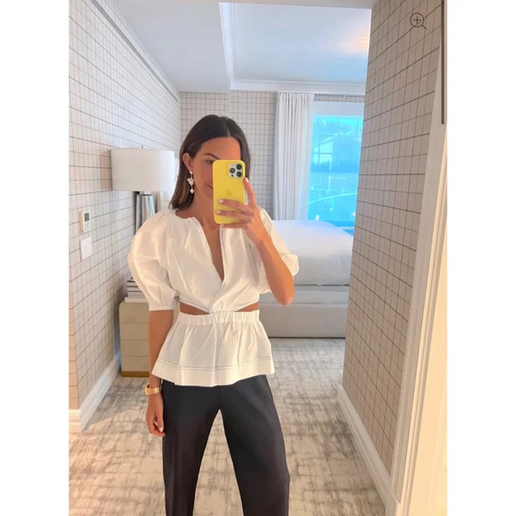 Something Navy Tops - NWT Something Navy Wrap Top with Cut Outs in White Size Small Arielle Charnas